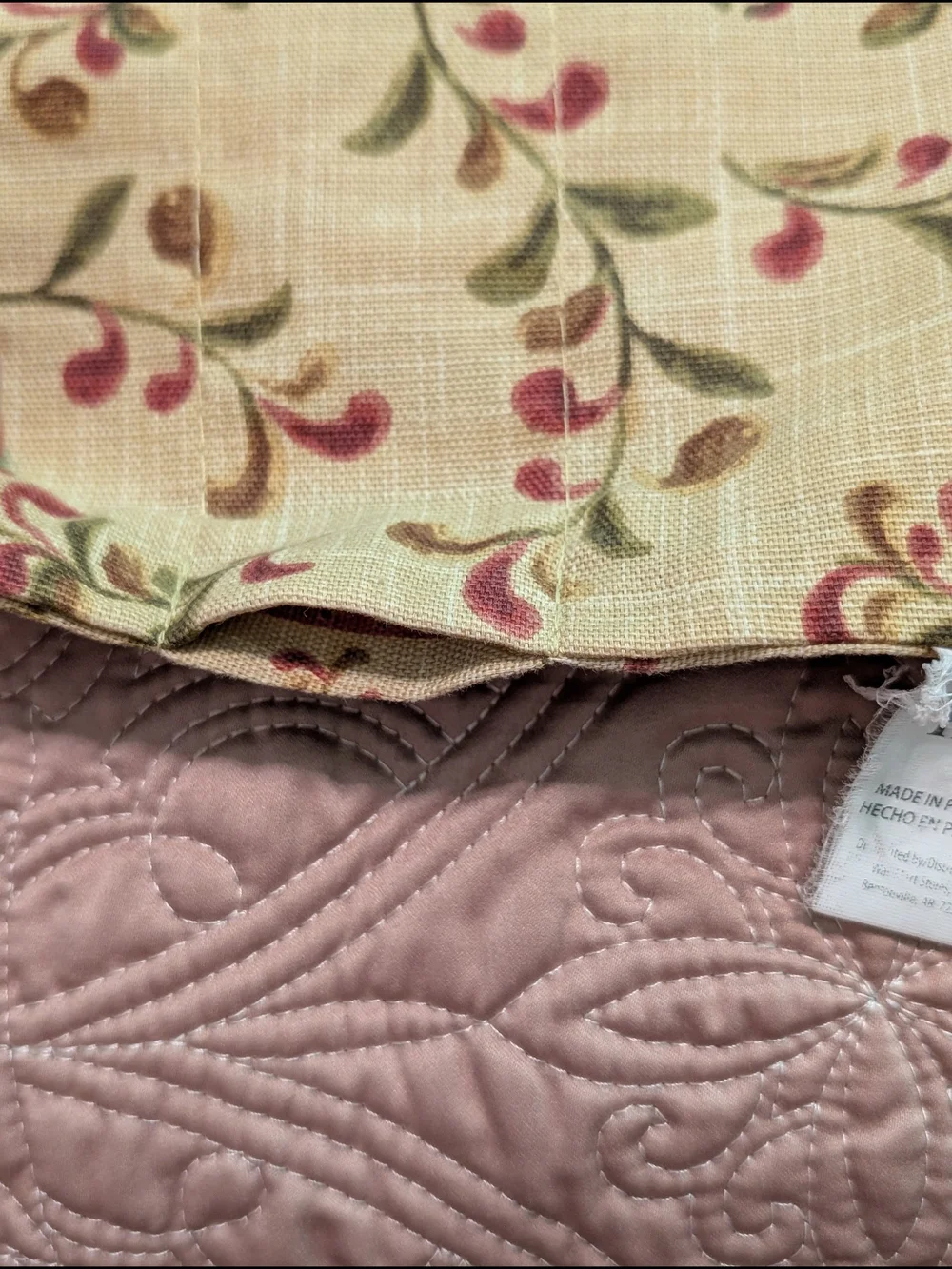Better Homes & Gardens Cream Valances with Pink and Green Vine Accents Set Of 2